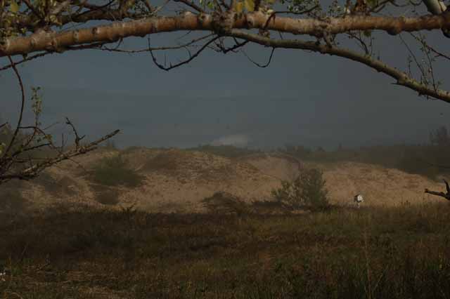 foggy dunes at Pt. Betsie lighthouse